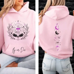 Hooded sweatshirt with double lined hood and pouch pocket