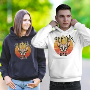 Printed cotton blend pullover hoodie with pouch pocket