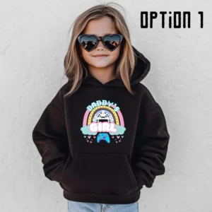 Printed cotton blend pullover hoodie with pouch pocket